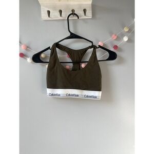 Calvin Klein Military Green Classic Logo Sports Bra